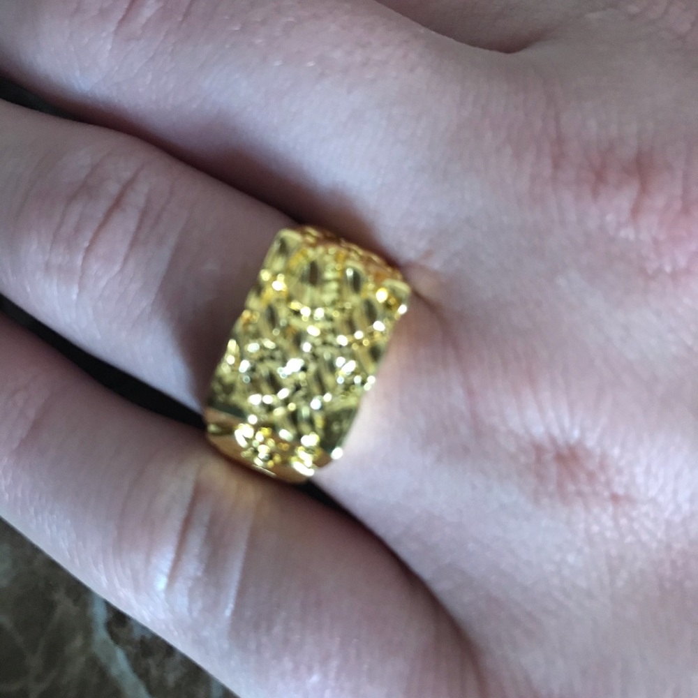 14kt yellow gold plated men’s nugget ring sz 10